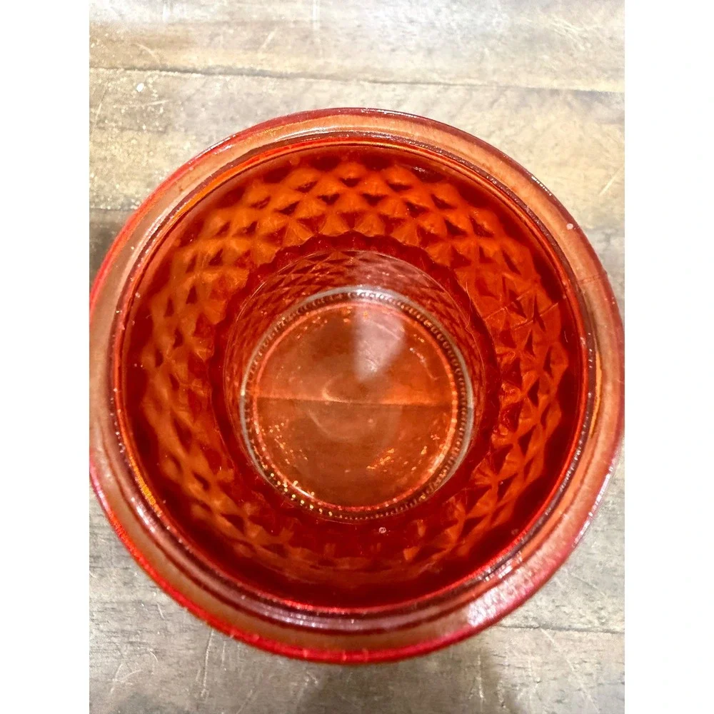 Vintage Orange Glass Bud Vase Diamond Quilted Pattern Small Decorative